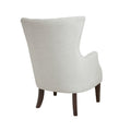 Hannah Button Tufted Wing Chair Ivory Solid Wood
