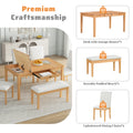 Farmhouse 6 Piece Dining Table Set With Storage Table, Kitchen Table Set With Drawer, Storable Bench And Upholstered Dining Chairs, Natural Beige Wood Dining Room Bench Seating Acacia Rectangular Dining Table With Chair And Bench Upholstered Chair Wood