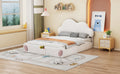 Queen Size Cloud Shaped Headboard Upholstered Platform Bed With Rounded Footboard And Pocket, Beige Queen Beige Velvet
