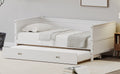 Twin Size Solid Wood Daybed With Trundle For Kids Teens Dorm Bedroom Multipurpose Guest Room Or Home, White Box Spring Not Required Twin White Wood Bedroom Pine Wood