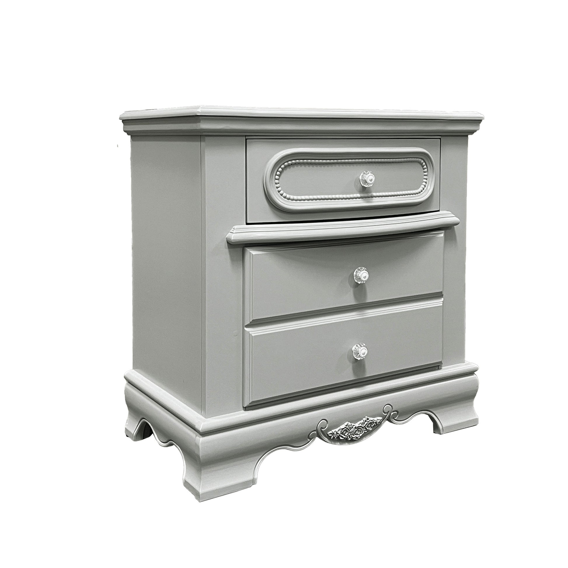 Flora Nightstand, Gray Finish Bd02205 Gray Wood