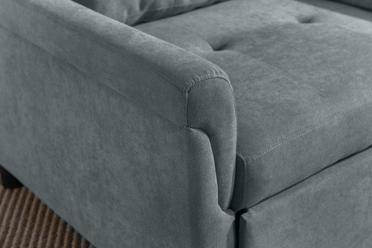 Hannah 35" Dark Gray Woven Convertible Armchair Dark Gray Fabric
