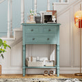 Narrow Console Table, Slim Sofa Table With Three Storage Drawers And Bottom Shelf Light Blue Light Blue Solid Wood Mdf