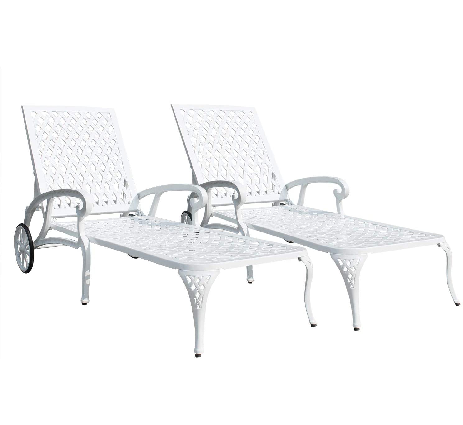 Aluminium Cast Lounge Chair 2Pcs White White Aluminium