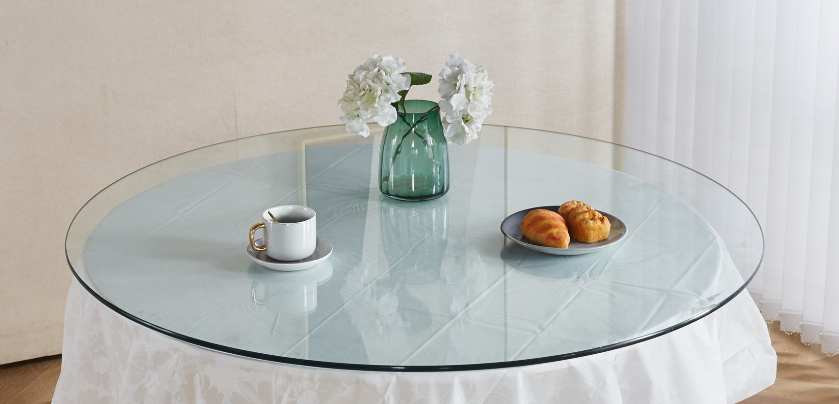 Tempered Clear Glass Top.107Cm Clear Glass