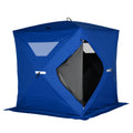 Outsunny 2 4 People Ice Fishing Shelter, Pop Up Portable Ice Fishing Tent With Carry Bag, Two Doors, Windows And Vents, Ice Shanty For Winter Fishing, Blue Blue Fabric