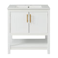 30 Inch White Bathroom Vanity With Ceramic Sink And Versatile Storage Ideal For Small Bathrooms White Bathroom Solid Wood Mdf
