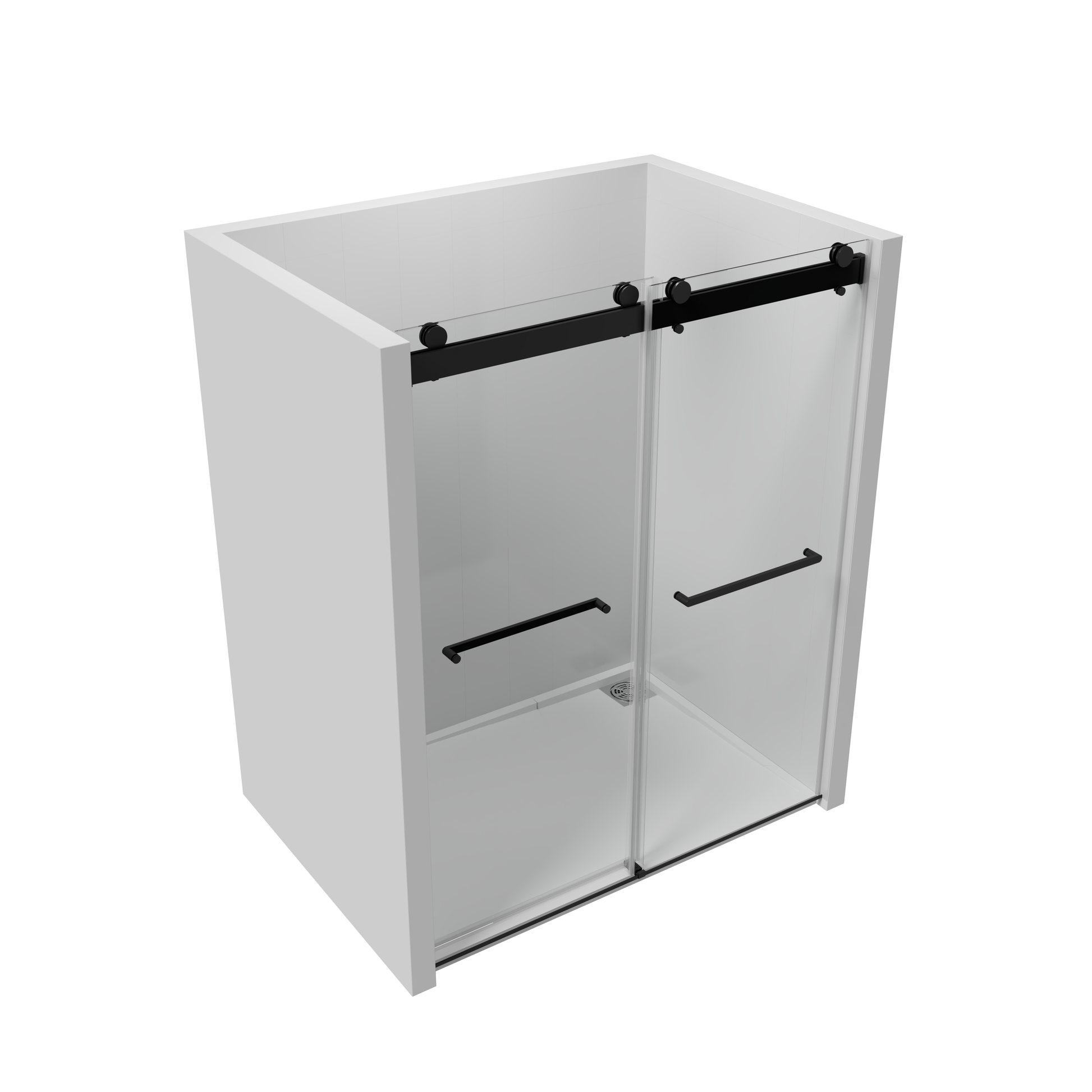 68 72 In. W X 76 In. H Double Sliding Frameless Soft Close Shower Door With Premium 3 8 Inch 10Mm Thick Tampered Glass And Easy Cleaning Coating, Stainless Steel In Matte Black 22D02 72Mb Matte