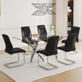 Table And Chair Set.Large Minimalist Rectangular Glass Dining Table For 6 8 With 0.39