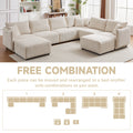 Multi Module Combination Style Sofa For Living Room, Bedroom And Other Lounge Spaces, Modern Minimalist Corduroy Combination Sofa With 2 Comfort Cushions With Usb & C Charging Ports,Beige,Two Sets Beige Foam Fabric 8 Seat