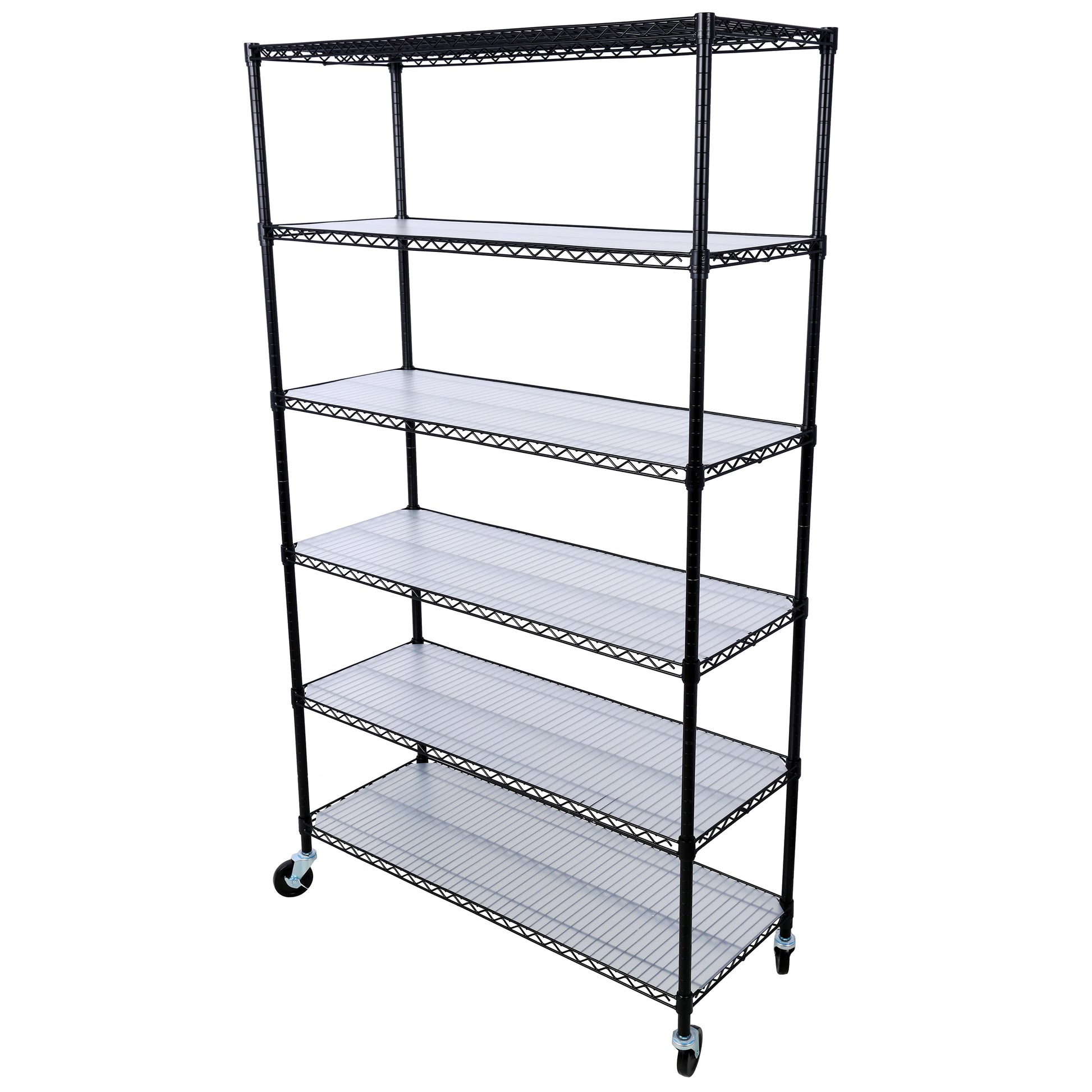 6 Tier 6000Lbs Capacity Nsf Metal Shelf Wire Shelving Unit, Heavy Duty Adjustable Storage Rack With Wheels & Shelf Liners For Commercial Grade Utility Steel Storage Rack, Black 82"H X 48"L X 18"D Black Metal