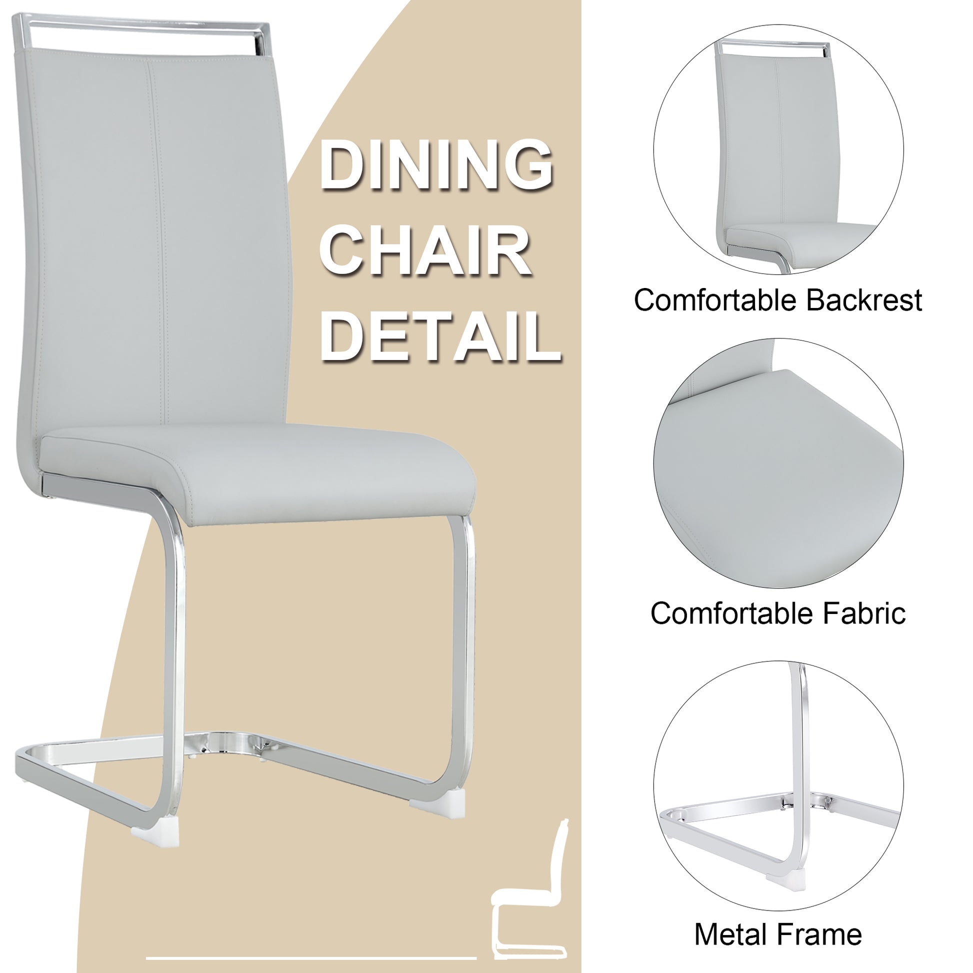 Table And Chair Set.A Rustic Industrial Rectangular Mdf Black Dining Table With Mdf Desktop And Electroplated Silver Metal Legs.Paried With 6 Chairs With Pu Cushion And Metal Legs. Black,Light Gray,Silver Seats 6 Mdf Metal