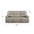 Westminster Power Headrest Zero Gravity Reclining Sofa Stone Gray Memory Foam Genuine Leather 3 Seat