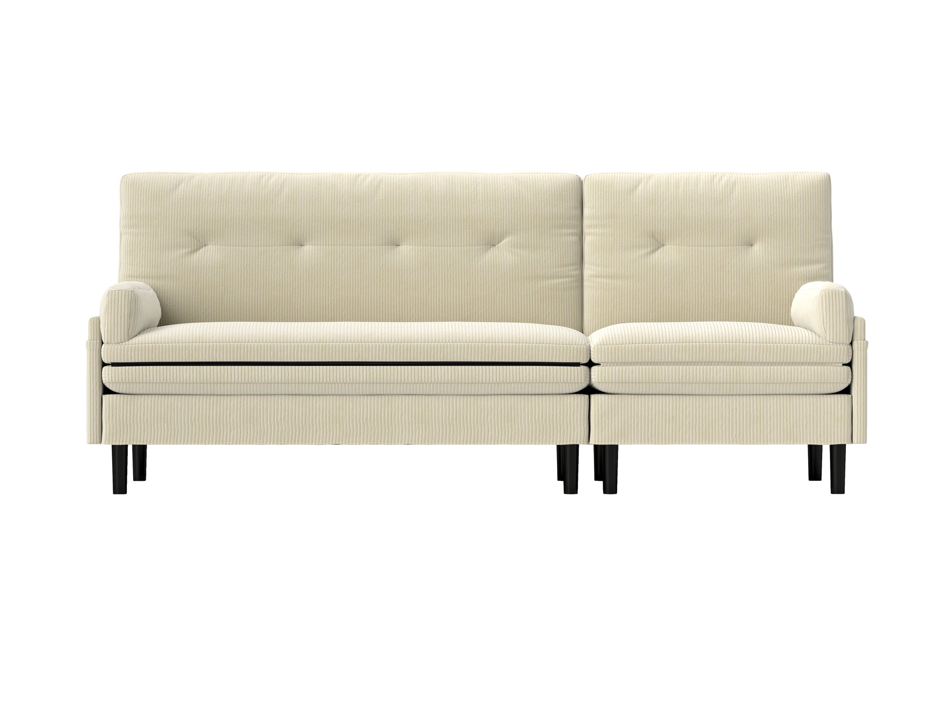 Ivory Corduroy Sectional Sofa: Convertible 3 Seater Sofa, L Shaped Sofa, And Bed Ivory Velvet Metal Primary Living Space Medium Soft Loose Back Pillow Top Arms Foam Fabric Metal 3 Seat