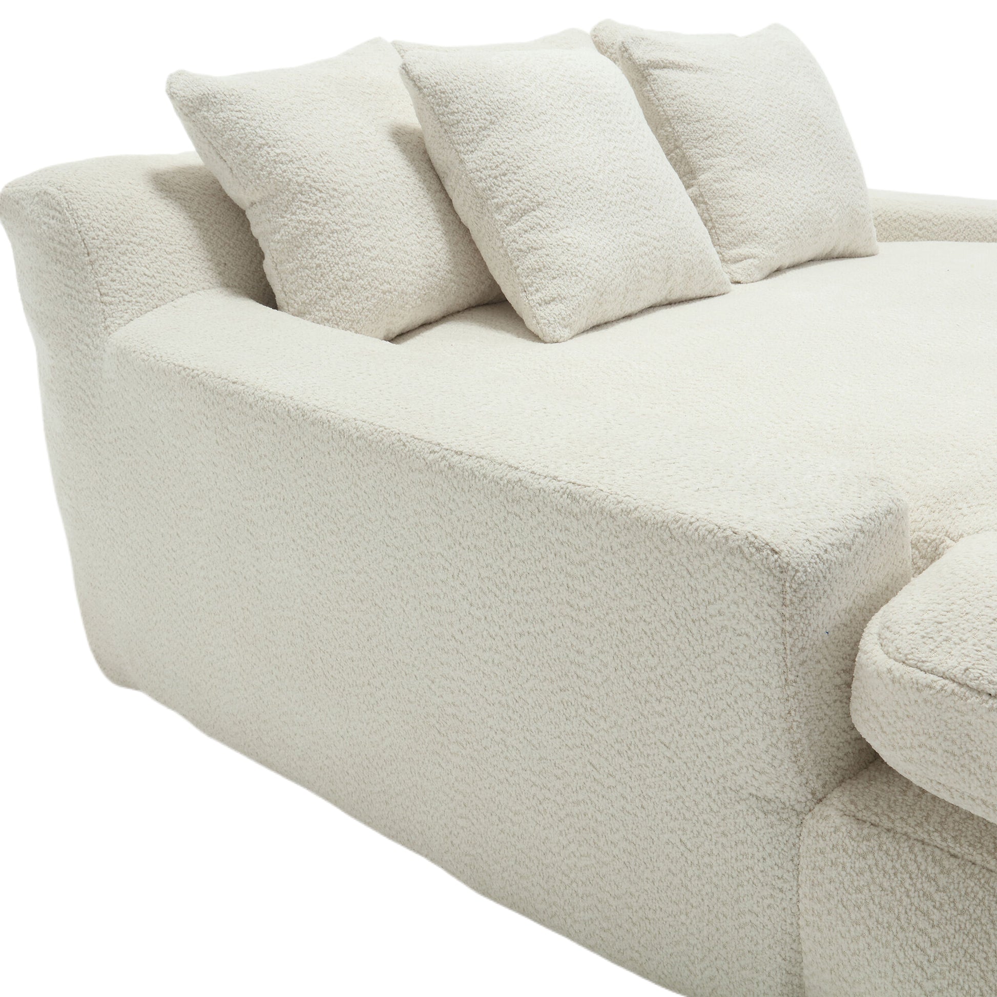 Coolmore Chenille 2 Seater Lazy Sofa With 5 Back Pillows,Comfy Sofa Deep Seat Couch For Living Room,Club White White Chenille 2 Seat