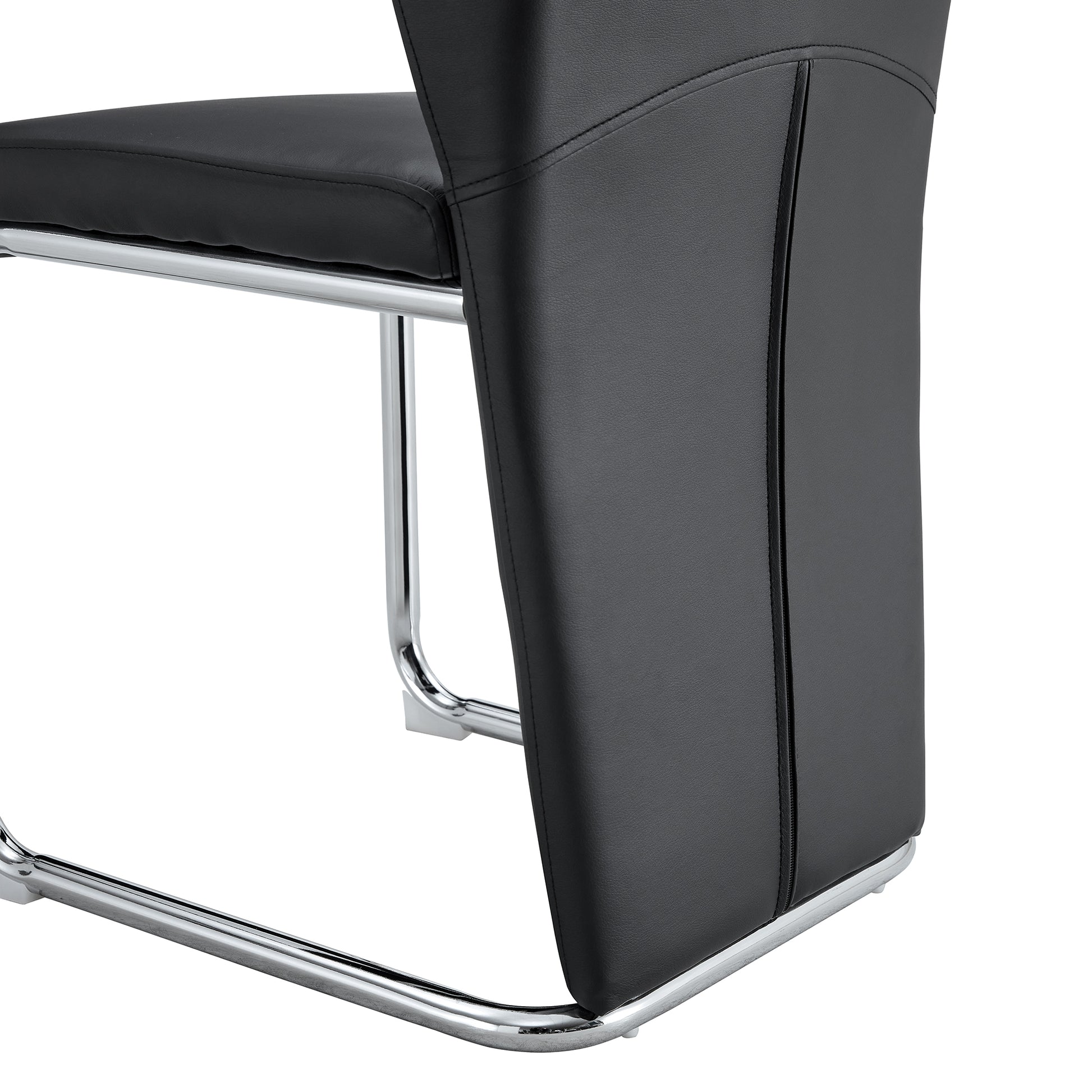 Table And Chair Set, Modern Luxurious White Imitation Marble Pattern Mdf Dining Table,Rectangular Dining Table, Matched With Uniquely Shaped Pu High Backrest Seats,Suitable For Various Occasions. White Black Seats 4 Mdf