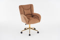 005 Velvet Fabric 360 Swivel Home Office Chair With Gold Metal Base And Universal Wheels,Coffee Solid Coffee Office Sponge Wipe Clean Modern Office Chairs Tufted Back Foam Swivel Velvet