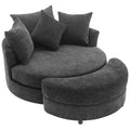Orisfur. 360 Swivel Accent Barrel Chair With Storage Ottoman & 4 Pillows, Modern Chenille Leisure Chair Round Accent For Living Room, Gray Gray Foam Chenille