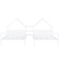 Metal Double Twin Size Platform Bed With House Shaped Headboard And A Built In Nightstand, White Box Spring Not Required Twin White Metal Metal