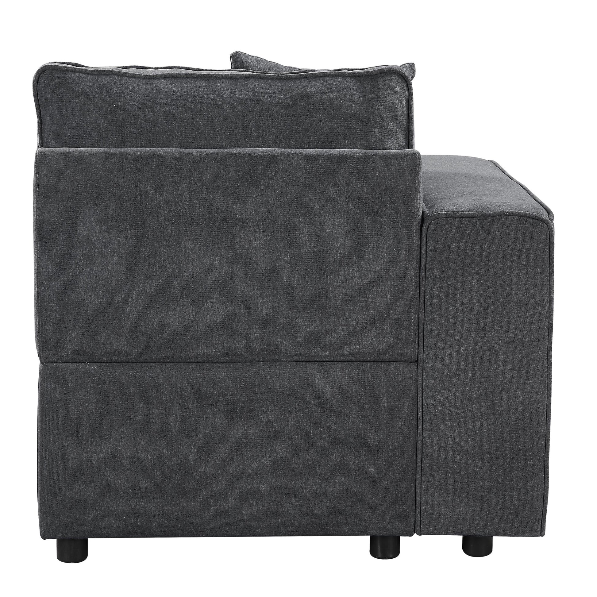Grey Left Facing Loose Back Accent Chair Grey Primary Living Space Modern Pine Wood Fabric
