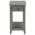 Grey Accent Table With Bottom Shelf Grey Primary Living Space Drawers Rectangular Solid Wood Mdf