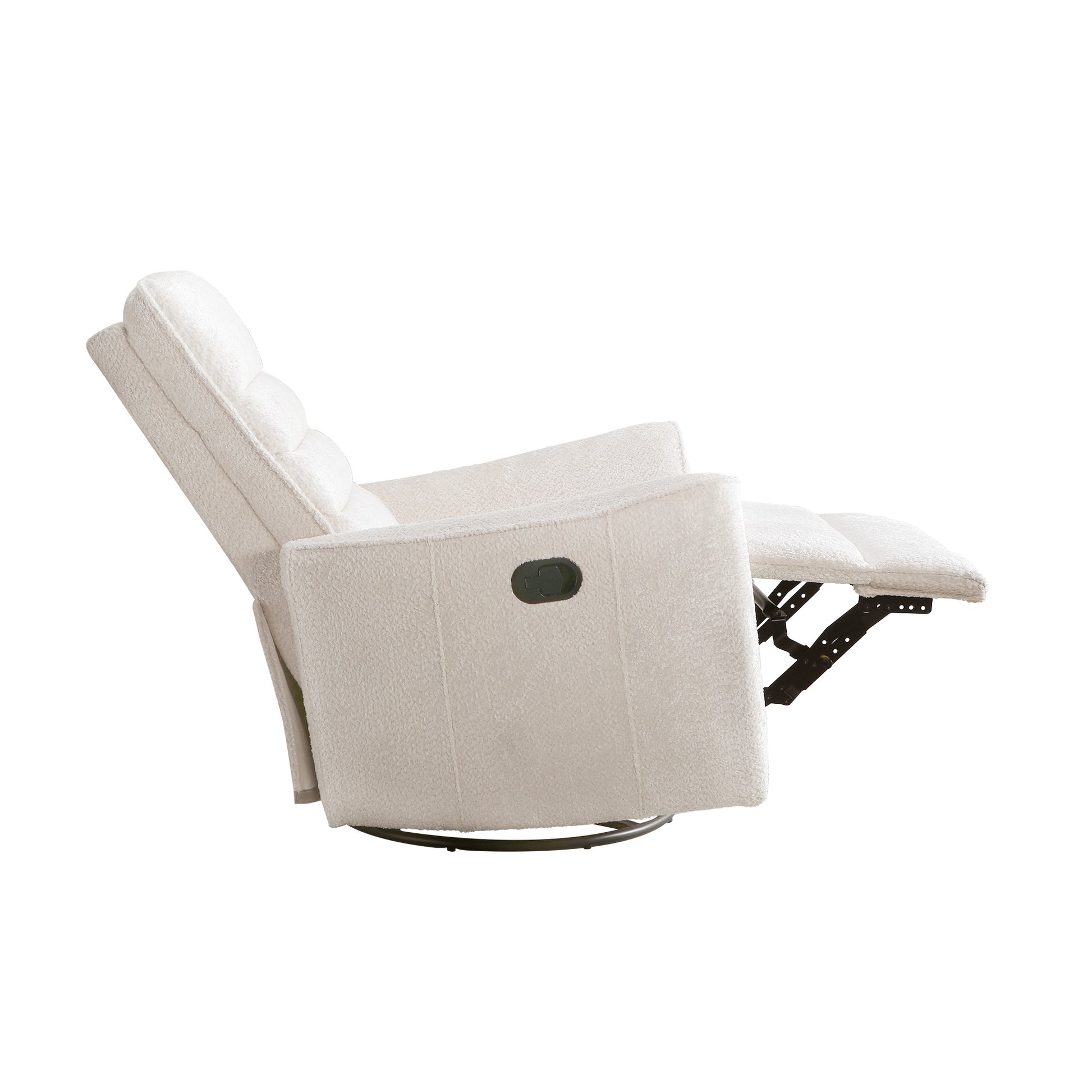 Aura Swivel Recliner In Ivory Chenille Ivory Upholstered