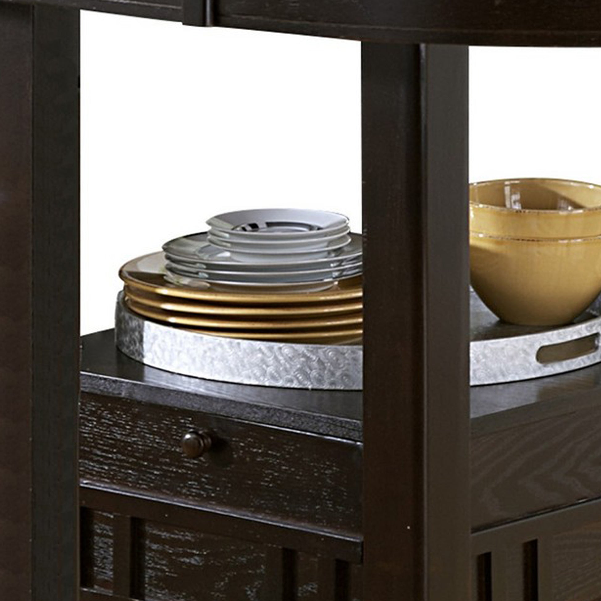 Oval Wooden Counter Height Table With Extension Leaf And Open Shelf, Brown Brown Wood