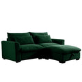 Sectional Sofa Comfy Corduroy Couch For Living Room With Pillows And Round Armrests, Modern Corduroy Sofa Sleeper Deep Couches With Storage Ottoman Green, 2 Seat Green Corduroy 2 Seat