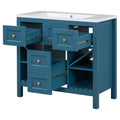 36'' Bathroom Vanity With Resin Sink Combo, Solid Wood Frame Bathroom Storage Cabinet, Freestanding Vanity Set With 5 Drawers& Soft Closing Doors Same As N710S136001C Blue Bathroom Solid Wood Mdf Resin