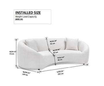 2Pcs. 93.31" Minimalist Curved Sofa, 3 Seater, Chenille Velvet Fabric Upholstered Sofa, Tight Curved Back Cloud Couch For Living Room Apartment Office, Light Gray Light Gray Chenille Wood Primary