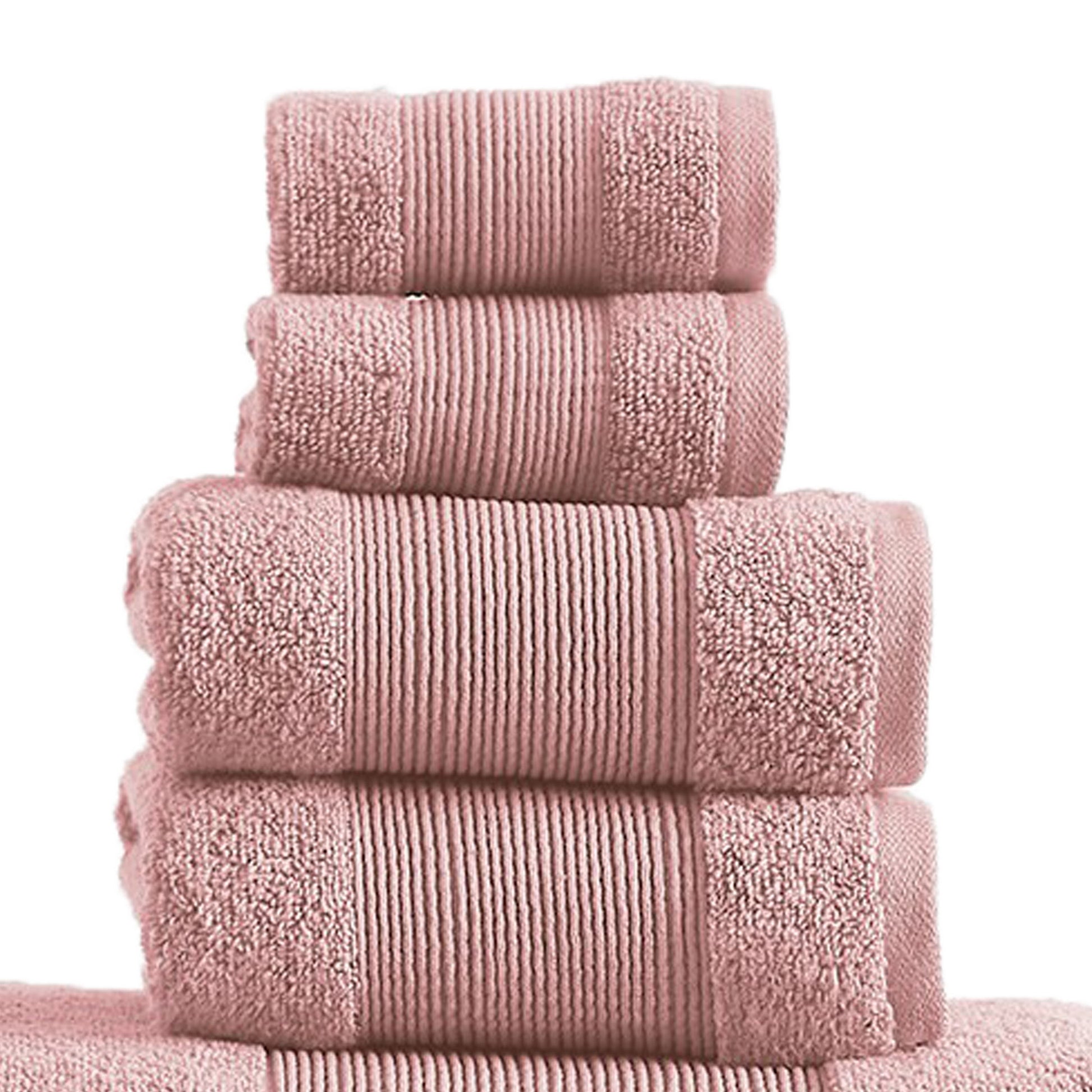 Lyra 18 Piece Ultra Soft Towel Set, Absorbent Textured Cotton Yarn, Pink Pink Cotton