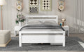 Full Size Wooden Platform Bed With 2 Storage Drawers And 2 Bedside Tables, White Full White Pine