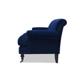 Alana Lawson Three Cushion Tightback Sofa, Navy Blue Velvet Navy Blue Foam Velvet 3 Seat