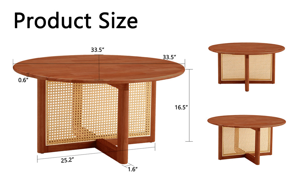 A Natural And Elegant Deep Red Wooden Coffee Table With Artificial Rattan Decorations, Perfect For A Fashionable Living Room And Comfortable Tea Drinking Time Red Wood