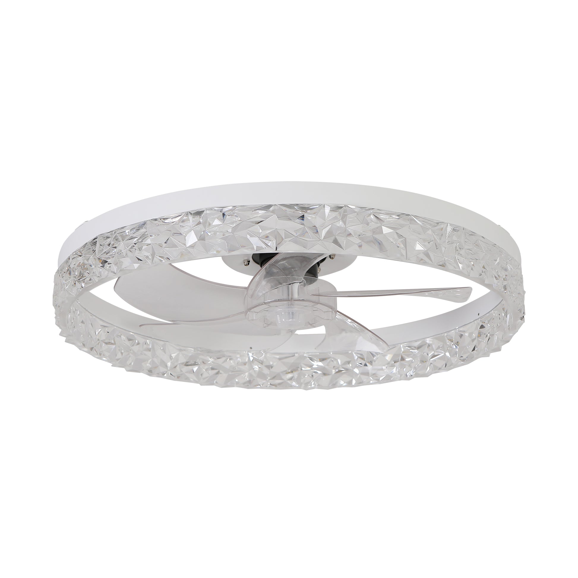Modern Acrylic Ceiling Fan Light With Remote Control, Dimmable Led Chandelier, 6 Speed Adjustable, Quiet Motor, Flush Mount Design For Living Room, Bedroom, Dining Room White Abs Acrylic