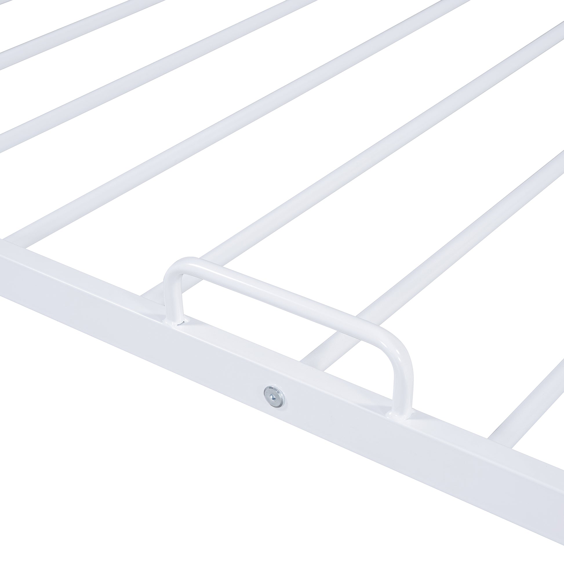 Twin Size Metal House Bed With Twin Size Trundle, White Twin White Metal