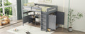 Full Size Wooden Loft Bed With Wardrobe, Desk, Drawers, Shelves, Gray Full Gray Plywood