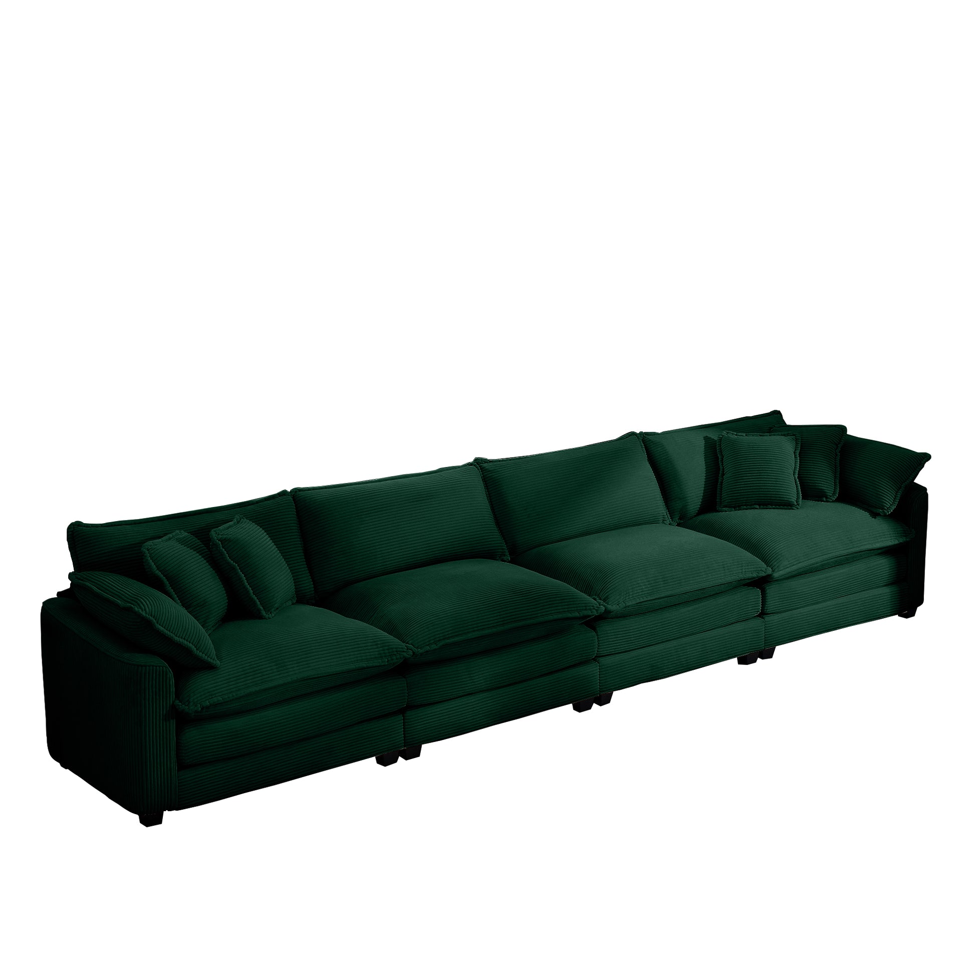 Corduroy Sofamodern Upholstered 4 Seater Corduroy Fabric Sofaoffice Living Room Apartment Comfortable Sofa, Easy To Assemble With 2 Arm Pillows And 4 Throw Pillows Green Corduroy 4 Seat