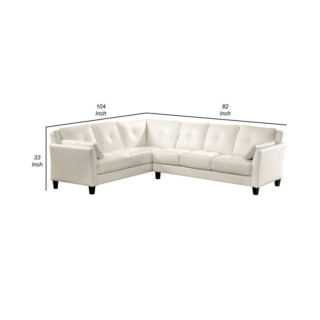 Sectional Sofa Withand Centre Tufted Stitching, White White Wood Fabric 6 Seat