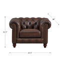 Alton Bay Top Grain Leather Chair Brown Primary Living Space Mid Century Modern Eucalyptus Down Filling Leather