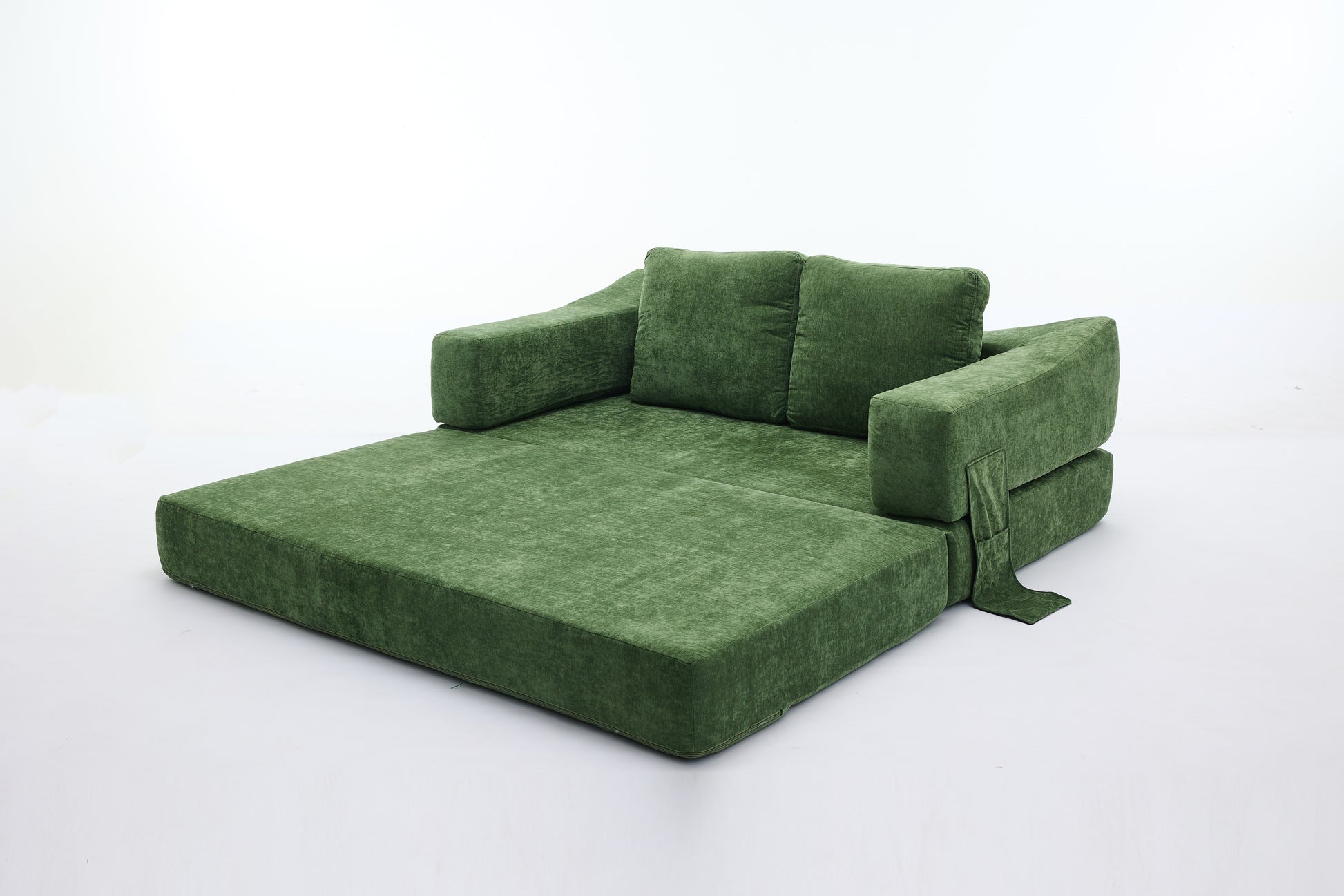 Modern Minimalist Sofa, Fold Out Sofa Bed, Convertible Chair Floor Couch & Sleeping Mattress For Living Room, Bedroom, Apartment, Removable Backrest, Green Green Chenille Soft Vintage Chenille 2 Seat
