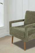 Mid Century Armchairaccent Chair With Chenille Armrest & Soft Cushion For Living Room, Bedroom, Home Office, Study, Forest Green Green Foam Wood Fabric