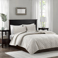 3 Piece Velvet Quilt Set Ivory King Cal King King Ivory Cotton