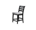 Modern 2Pc Counter Height Dining Chairs Black Color Ladder Back Frame Upholstered Cushion Seat Solid Wood Kitchen Dining Room Black Dining Room Foam Classic,Contemporary,Modern Dining Chairs Rubberwood Ladder Back Set Of 2 Fabric,Rubber Wood