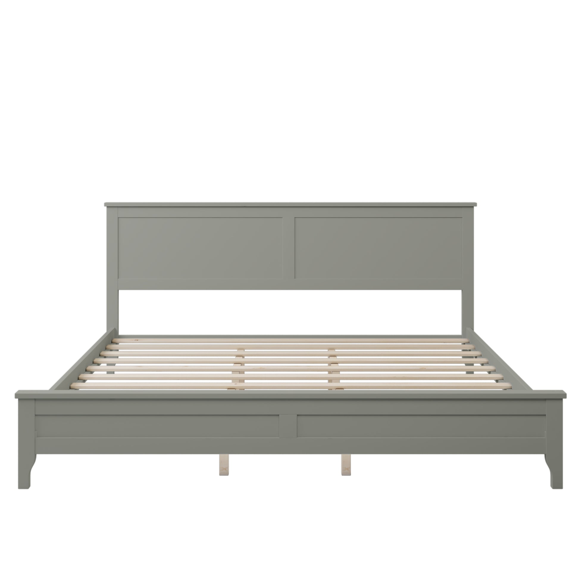 Modern Gray Solid Wood King Platform Bed Old Sku:Wf283526Aae King Gray Solid Wood