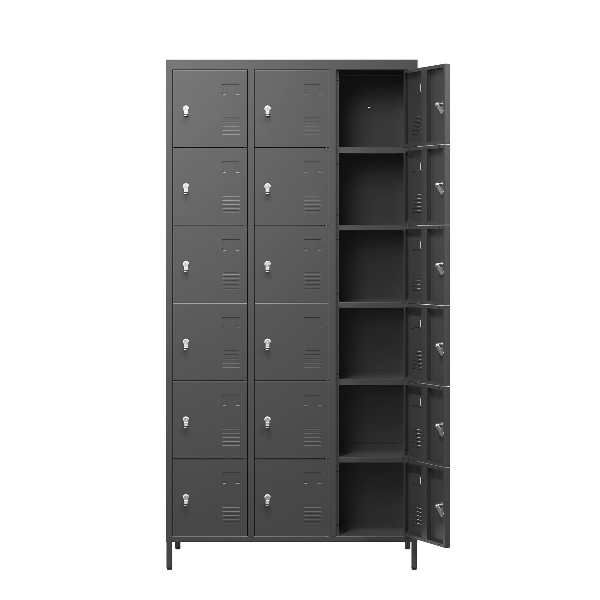 18 Door 72"H Metal Lockers With Lock For Employees,Storage Locker Cabinet For Home Gym Office School Garage,Easy Assembly,Black Freestanding 5 Or More Spaces Black Primary Living Space Door Locks