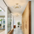 Modern Luxurious Crystal Ceiling Light, 6 Lights G9 Bulb Modern Crystal Ceiling Light For Dining Room, Pendant Lamp Ceiling Lighting For Living Bedroom Hall Balcony Matte Gold Gold American Design,Luxury,Modern,Vintage Metal Crystal