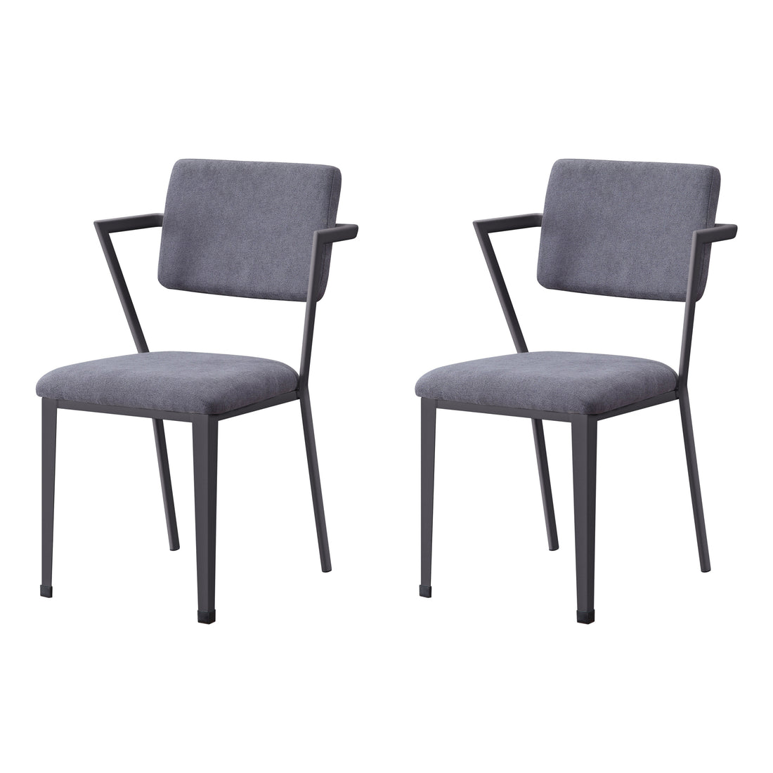 Grey And Gunmetal Open Back Dinning Chairs Set Of 2 Grey Primary Living Space Modern Fabric Metal