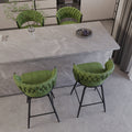 Bar Chair Linen Woven Bar Stool Set Of 4, Black Legs Barstools No Adjustable Kitchen Island Chairs,360 Swivel Bar Stools Upholstered Bar Chair Counter Stool Arm Chairs With Back Footrest, Green Green Foam Linen