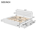 King Size Wooden Platform Bed With Four Storage Drawers And Support Legs, White King White Pine
